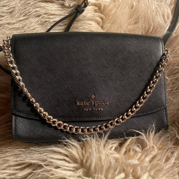 kate spade Handbags - Kate Spade New York  Black Leather Crossbody with Chain Detail